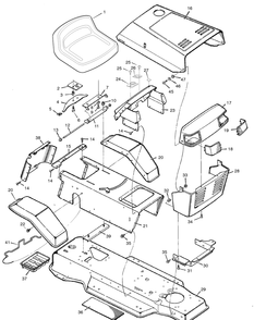 Chassis And Hood Diagram and Parts List for 38633X92A 1996 - 38 Inch Murray Lawn Tractor